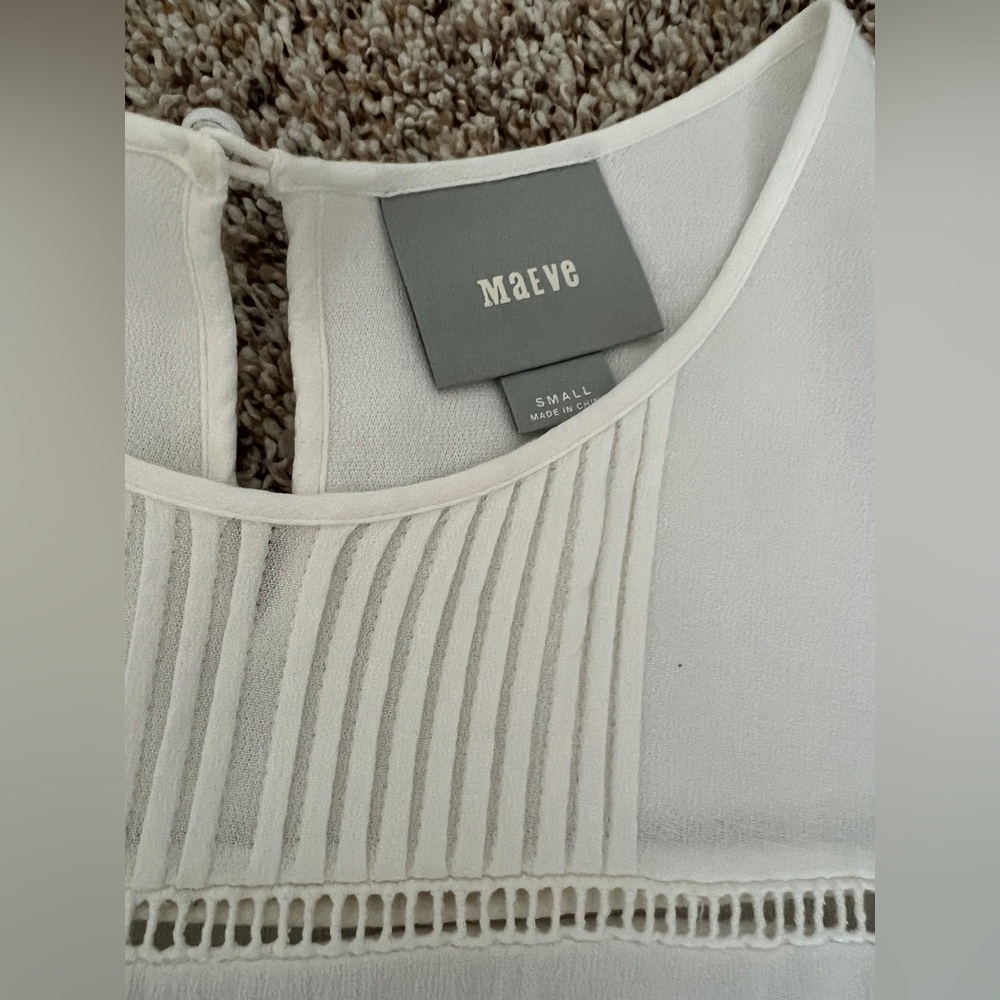 Maeve Anthropologie Ivory Pleated Blouse small - Picture 2 of 6